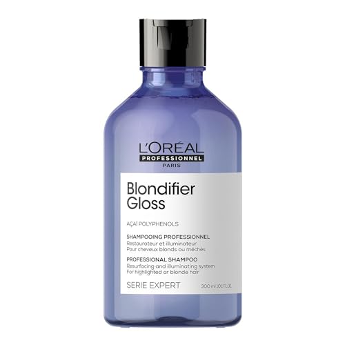 L’Oréal Professionnel | Champú Iluminador y restaurador para cabellos con mechas o rubios, Blondifier Gloss, SERIE EXPERT, 300mL