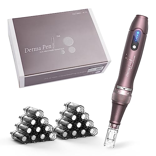 Dr.Pen Ultima A10 Derma-Pen Microneedling Pen Inalámbrica y Profesional con 22 Cartuchos de Repuesto - Máquina de Microagujas Ajustable para el Cuidado de la Piel