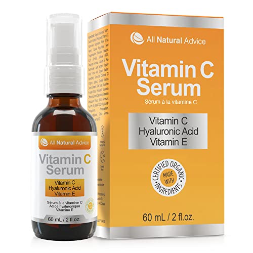 Sérum facial con vitamina C de All Natural Advice con ácido hialurónico y vitamina E - Sérum facial - Cuidado orgánico para la cara - Empresa canadiense respetable 60 ml