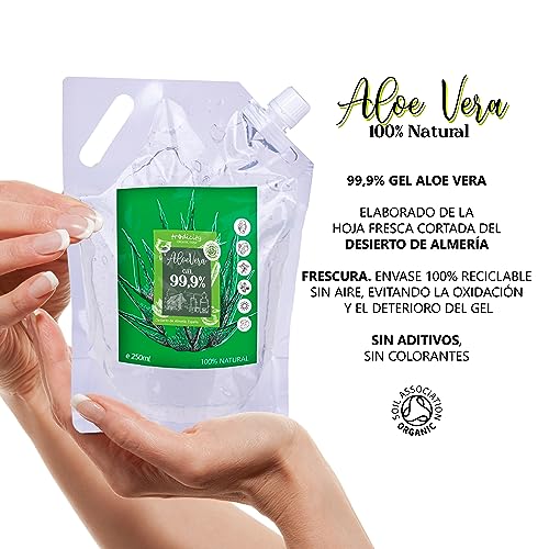 Gel de Aloe Vera 100% Puro Natural, Hidratante Corporal y Facial | After Sun After Shave Acondicionador Cabello Calmante Epilación, Cultivo Ecológico Español 1000 ml