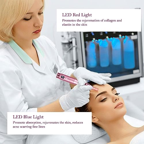PELCAS 2 en 1 Dermapen Profesional con Pantalla LCD y Luz LED Recargable Derma Pen para Tratamiento Cicatrices Acné Arruga